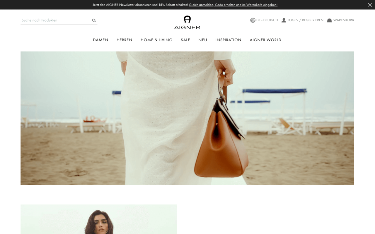 Shopware Agentur München - Relaunch der Aigner Website - Desktopview