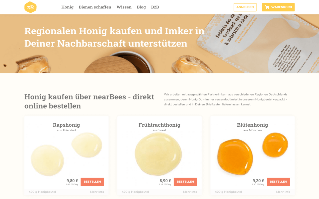 Drupal Shop - Nearbees - Desktopview