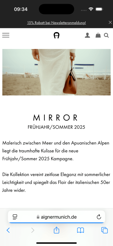 Shopware Agentur München - Relaunch der Aigner Website - Mobileview