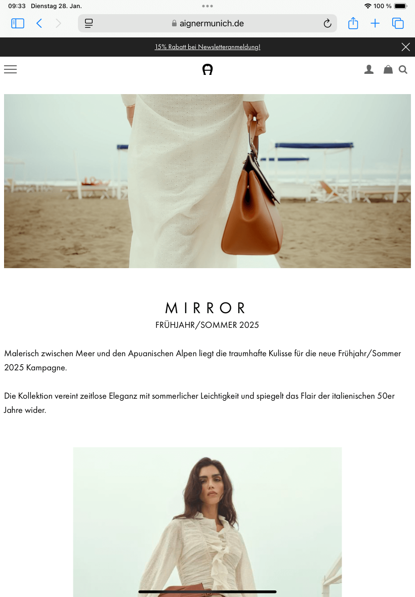 Shopware Agentur München - Relaunch der Aigner Website - Tabletview