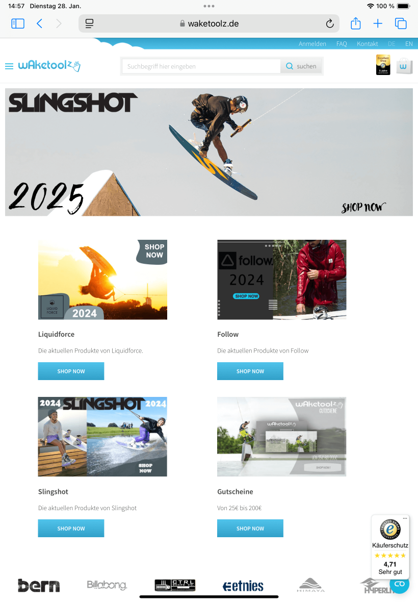 Relaunch auf Shopware 6 - Waketoolz Online Shop - Tabletview